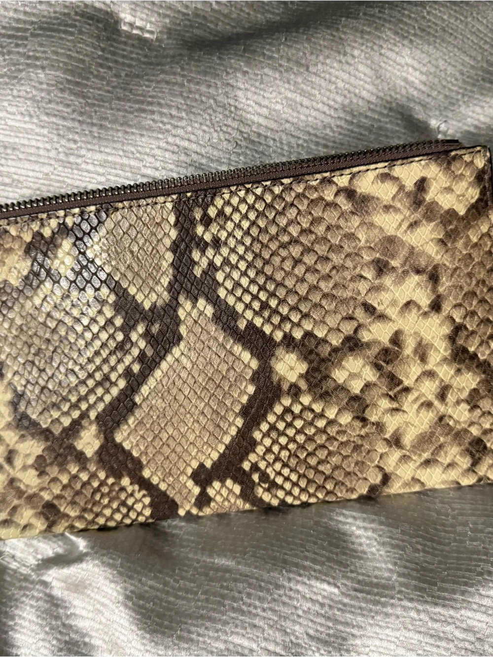 Michael Kors Beige and Tan Snake-Accent Wristlet